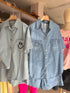 Denim shirt with short set